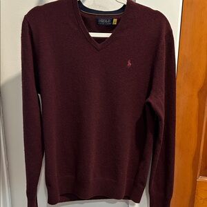 Polo by Ralph Lauren Men's Deep Burgundy V-Neck Sweater